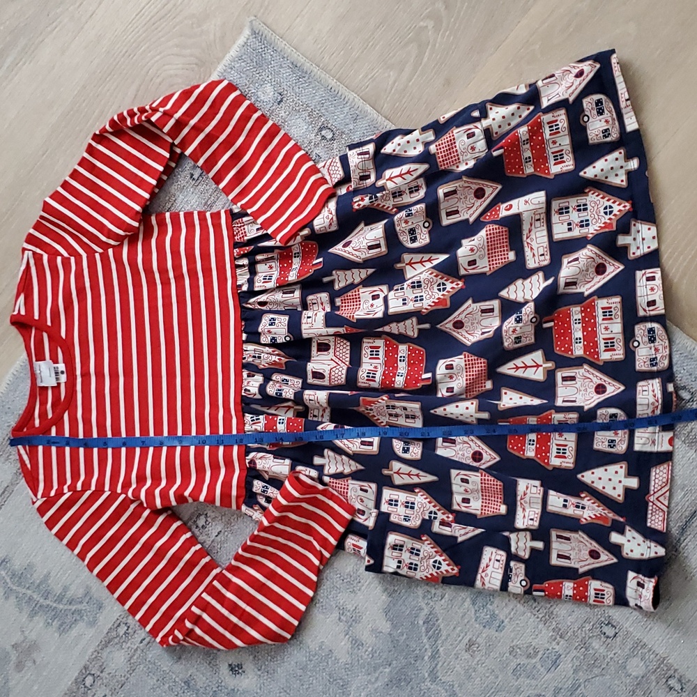 Hanna Andersson Girls Holiday Mixie Playdress Gingerbread Village Dress Sz12 - Picture 6 of 9